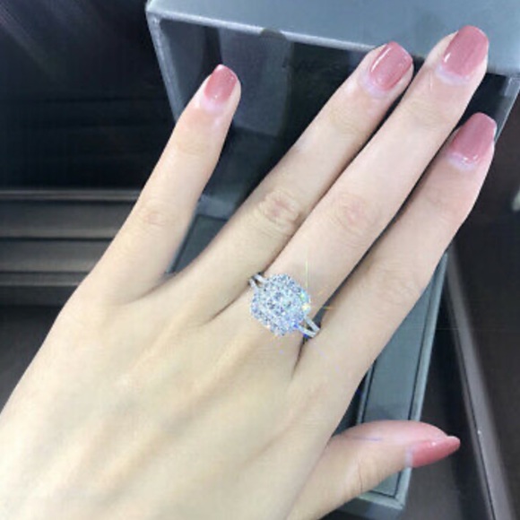 New Gorgeous 925 Silver White Sapphire Ring Sz 6-10 - Picture 13 of 16